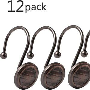 NEW Shower Curtain Rings Rust-Resistant Metal Shower Hooks Bronze 12 Pack